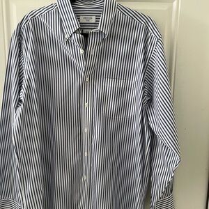 Brooks Classic Navy Striped Dress Shirt
